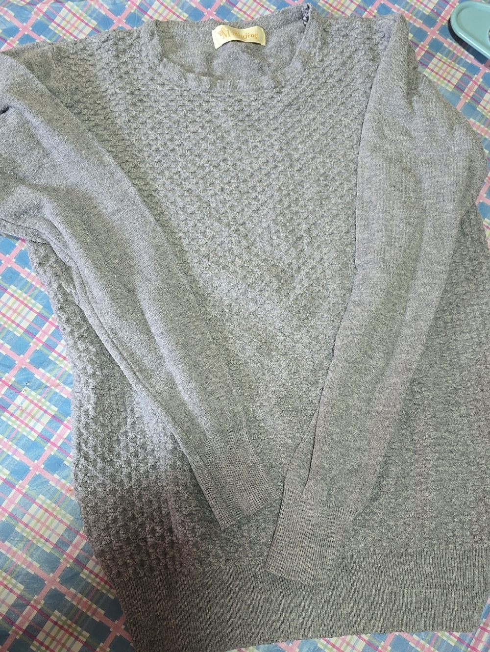 Gray Textured Knit Women's Sweater